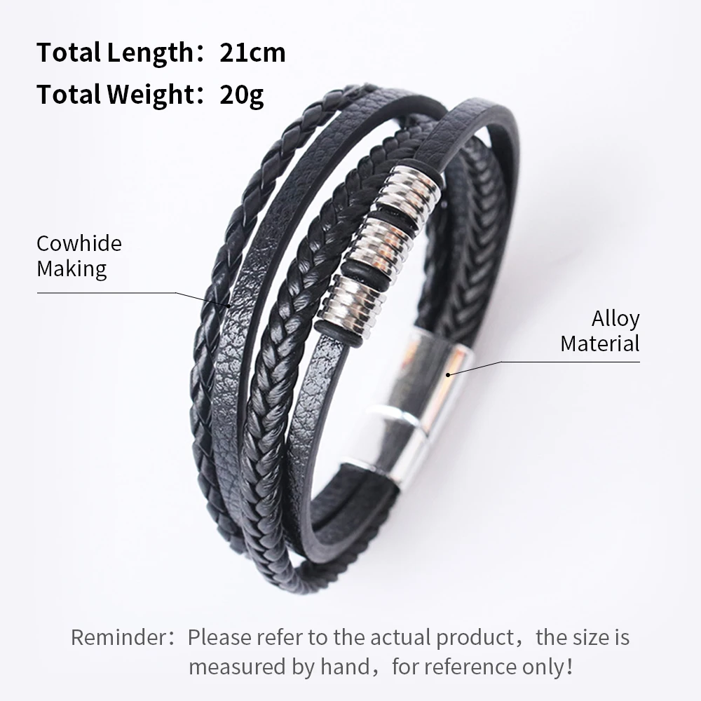 Stainless Steel Trendy Leather Bracelets For Men