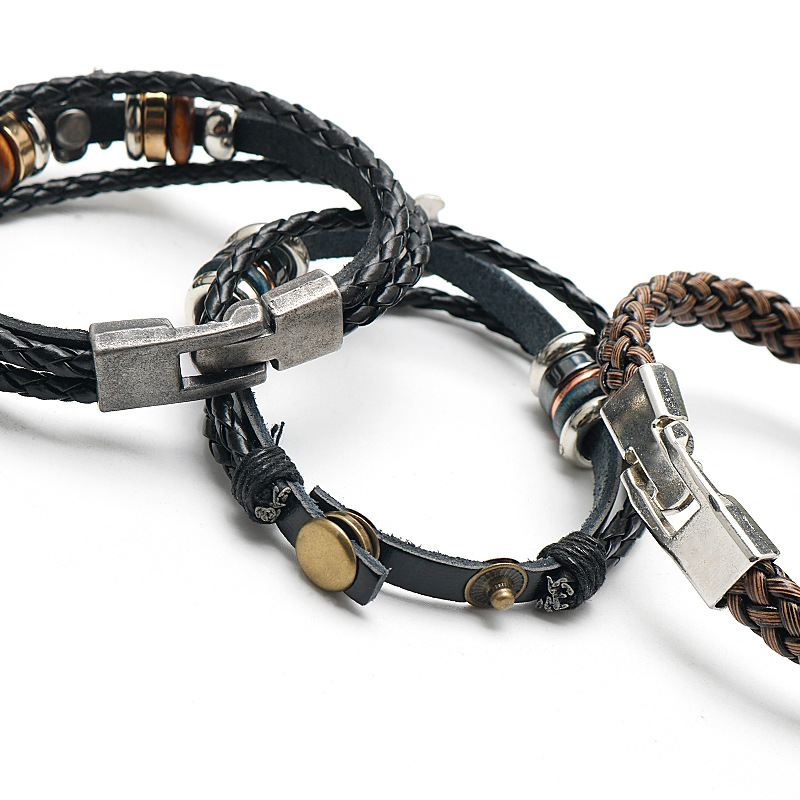 Anime One Piece Pirate Bracelet Leather Woven for Husband