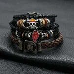 Anime One Piece Pirate Bracelet Leather Woven for Husband