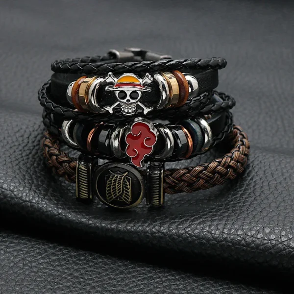 Anime One Piece Pirate Bracelet Leather Woven for Husband