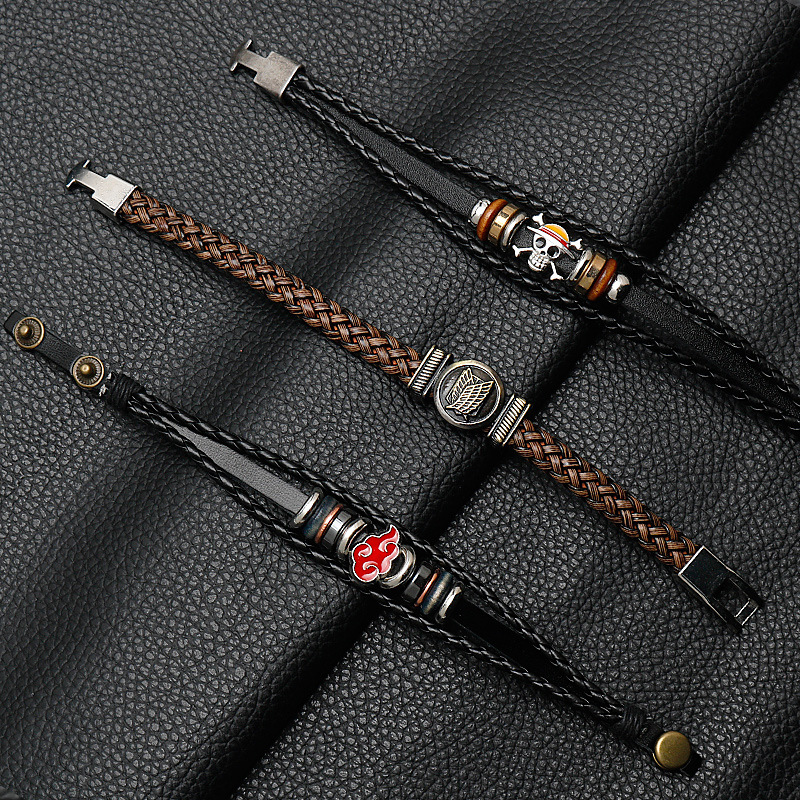 Anime One Piece Pirate Bracelet Leather Woven for Husband