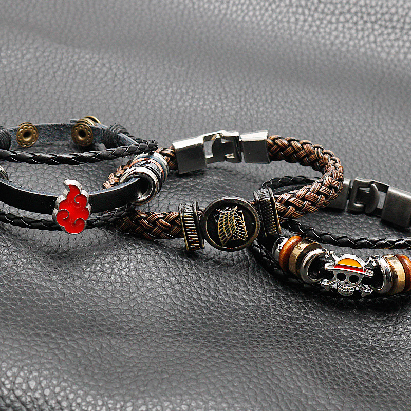 Anime One Piece Pirate Bracelet Leather Woven for Husband