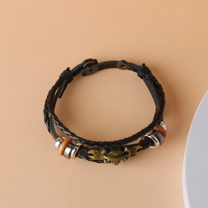 Anime One Piece Pirate Bracelet Leather Woven for Husband