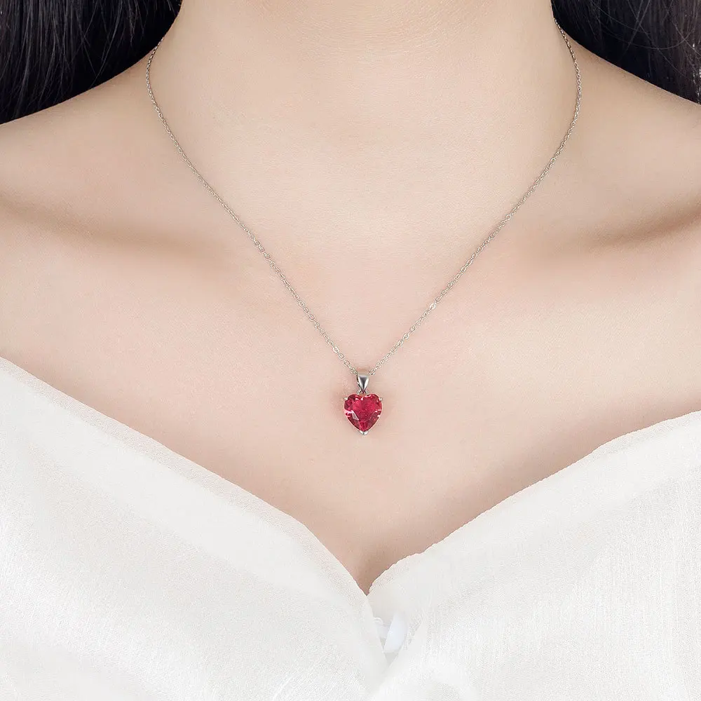 Heart Zircon Silver Jewelry Necklace Set for Women
