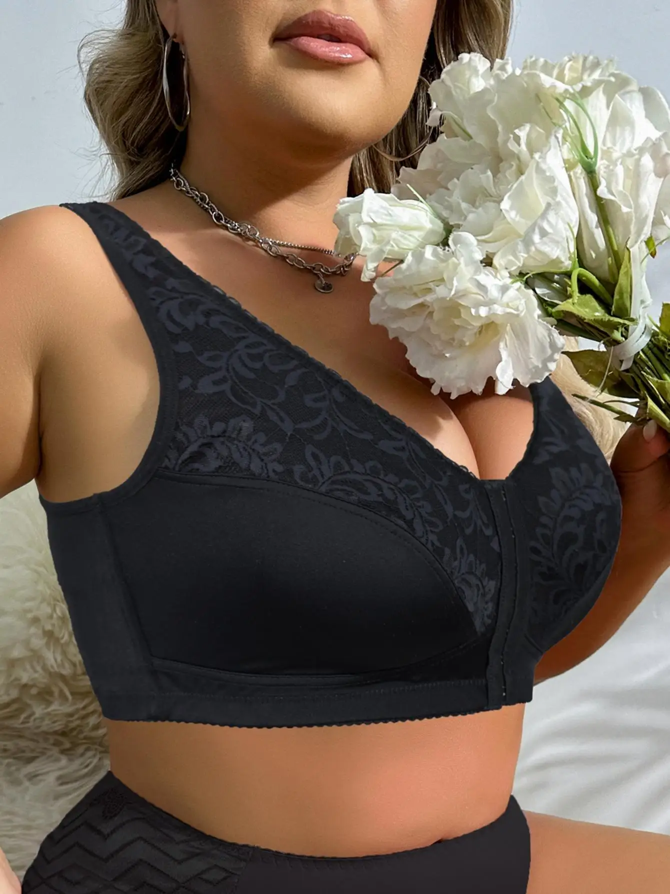 BEAUWEAR 7 Hooks Front Closure Unlined Thin Comfort Bra