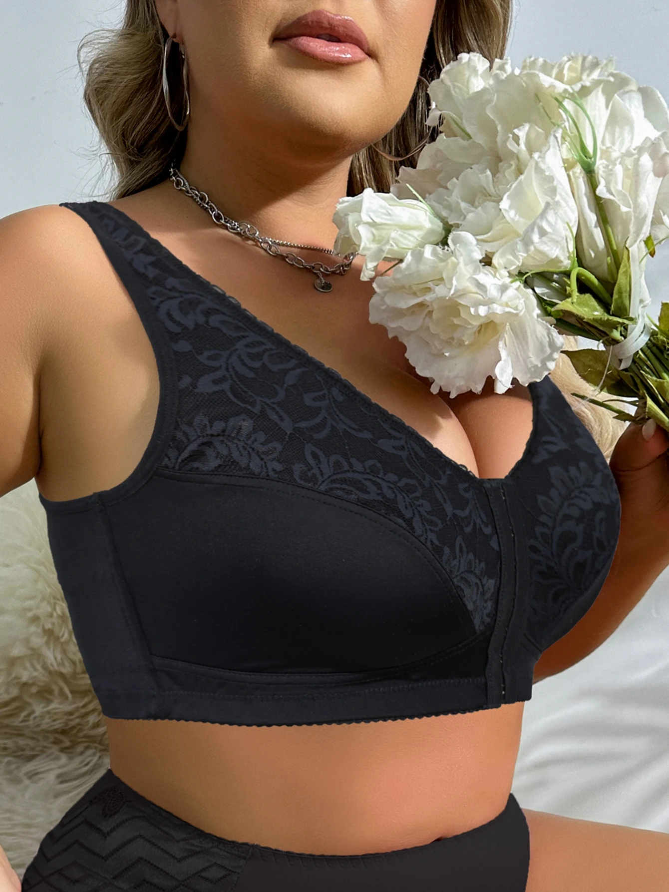 BEAUWEAR 7 Hooks Front Closure Unlined Thin Comfort Bra