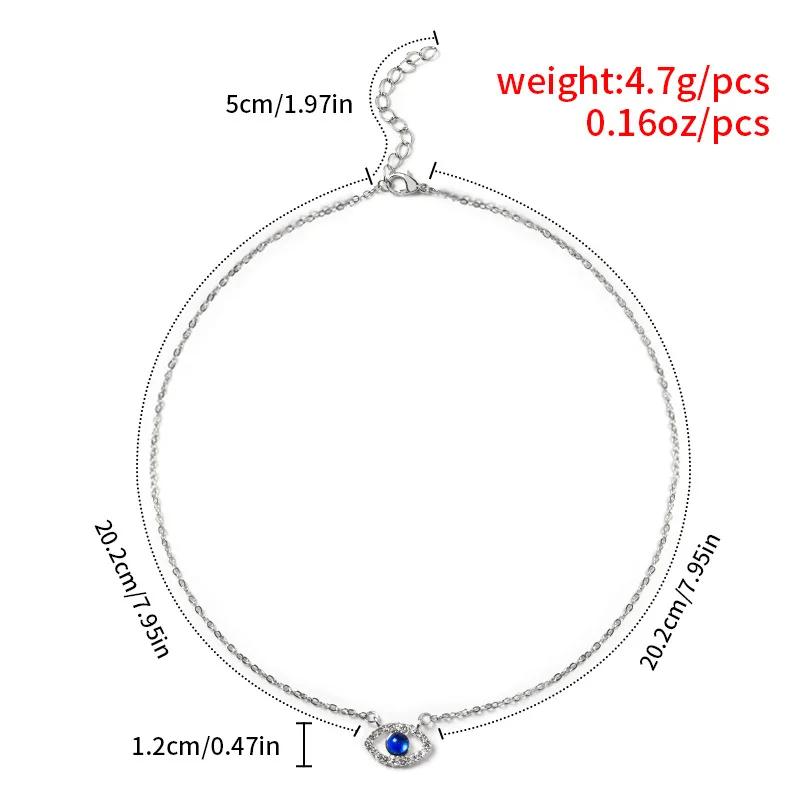 Turkish Lucky Double Layer Palm Evil Eyes Pendant Necklace for Women