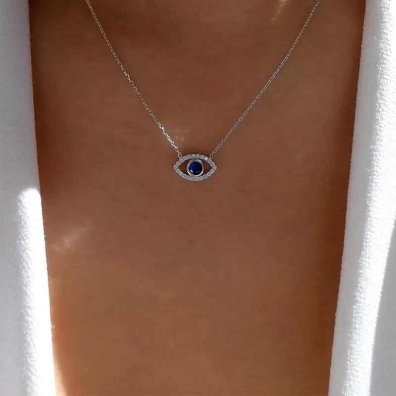 Turkish Lucky Double Layer Palm Evil Eyes Pendant Necklace for Women