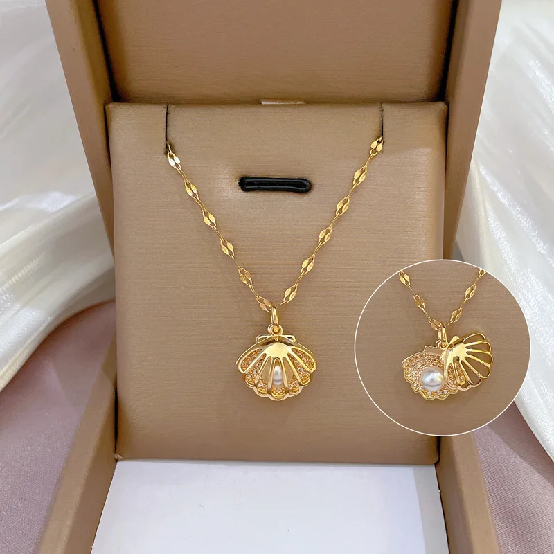 ZAKOL French Shell Pearl Necklace For Women