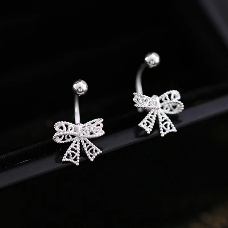 Hollow Bow Screw Buckle Puncture Stud Earrings for Women