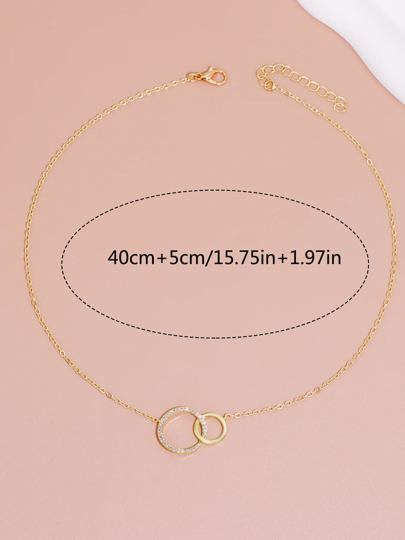 Stainless Steel Dainty Double Circle Pendant Necklaces for Women