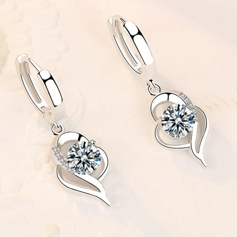Sterling Silver Blue Pink White Purple Crystal Zircon Earrings