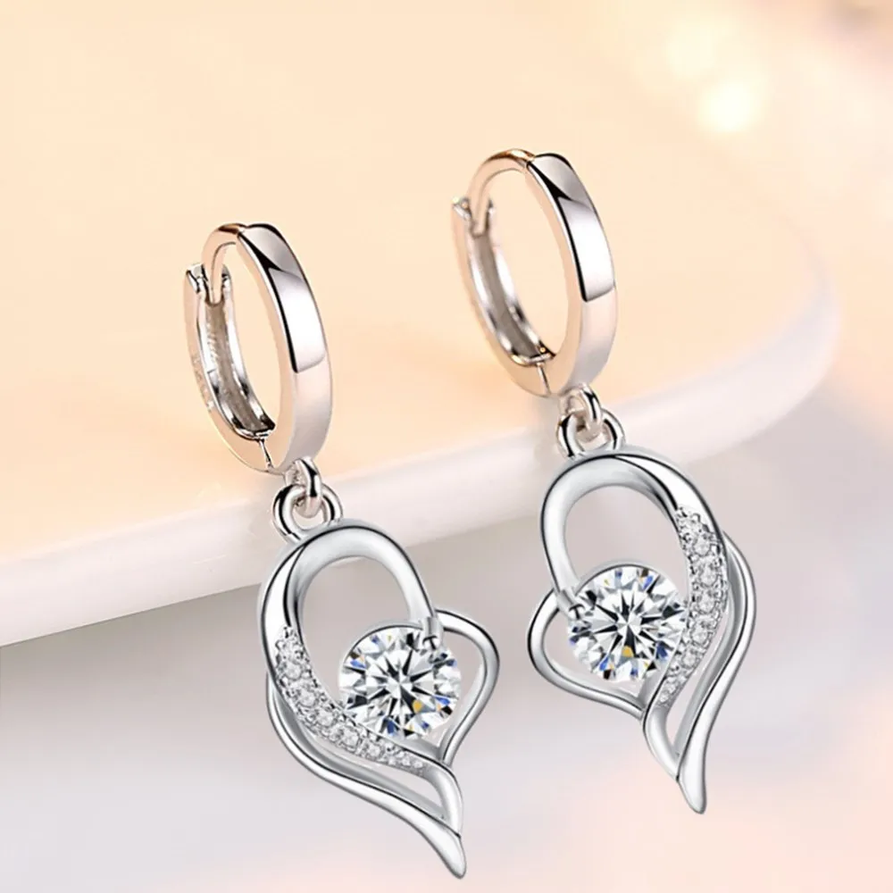 Sterling Silver Blue Pink White Purple Crystal Zircon Earrings