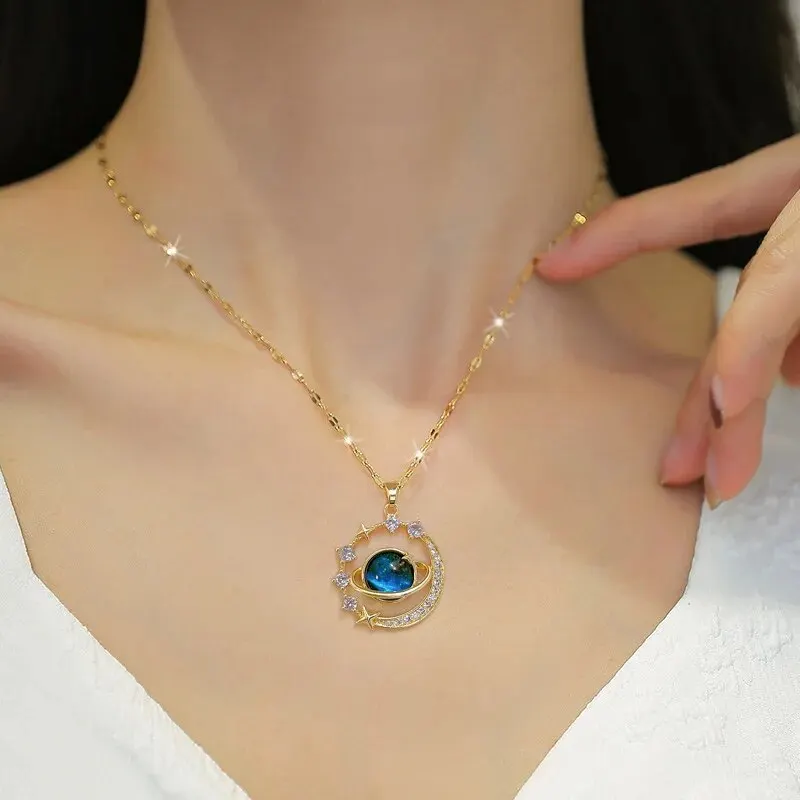 Light Luxury Titanium Steel Star Series Necklace for Women