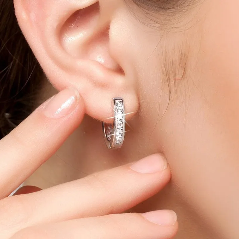 Sterling Silver Shining Zircon Earrings for Women