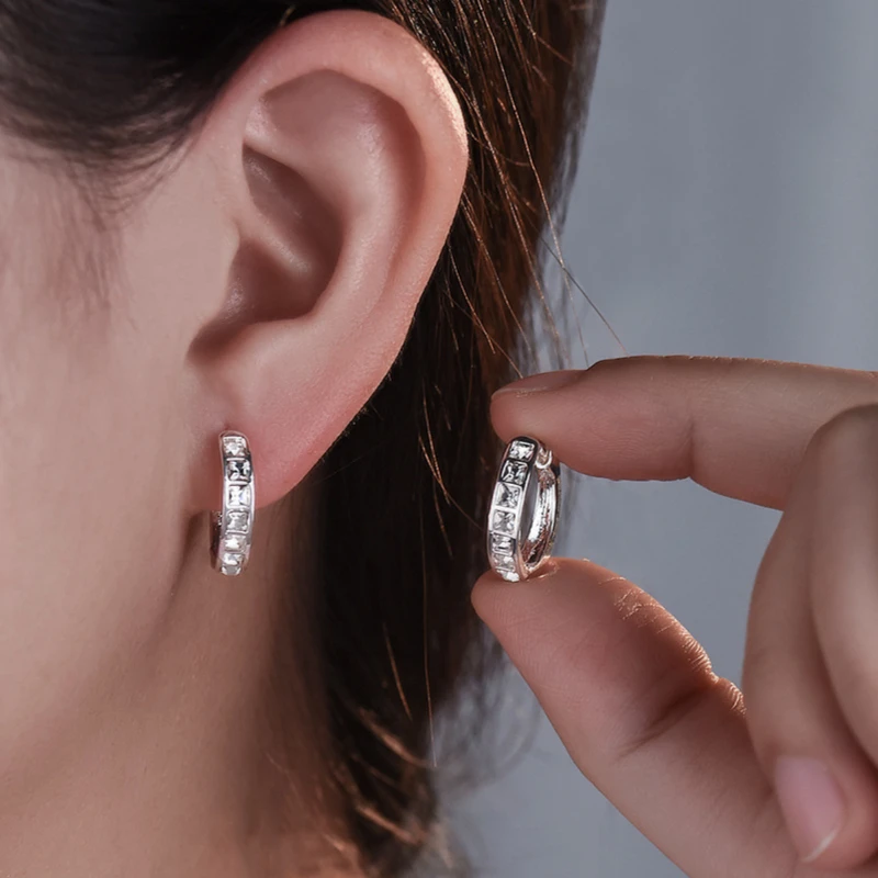 Sterling Silver Shining Zircon Earrings for Women
