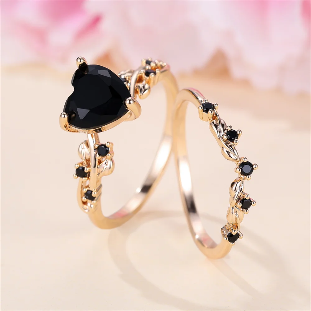 Royal Blue Green Black Red Stone Heart Ring Sets For Women Royal Blue Green Black Red Stone Heart Ring Sets For Women