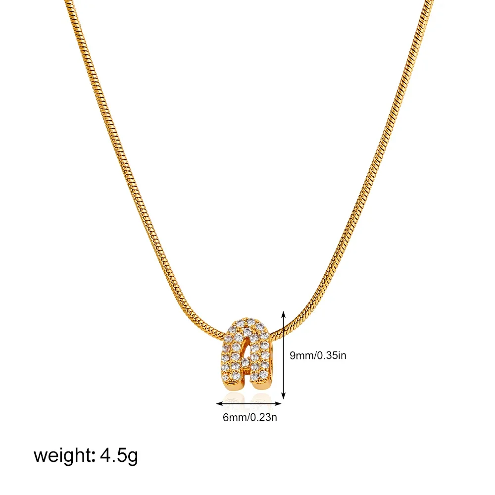 Fashion Tiny CZ Zircon Initial Alphabet Pendant Neckalce