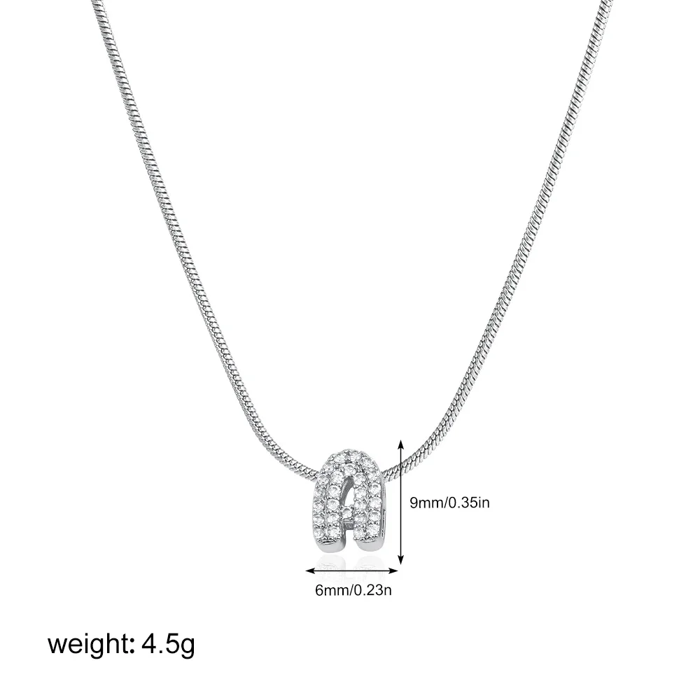 Fashion Tiny CZ Zircon Initial Alphabet Pendant Neckalce