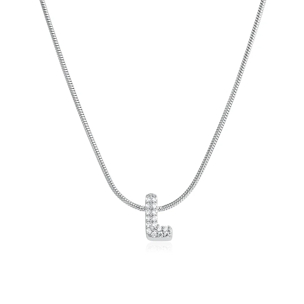 Fashion Tiny CZ Zircon Initial Alphabet Pendant Neckalce