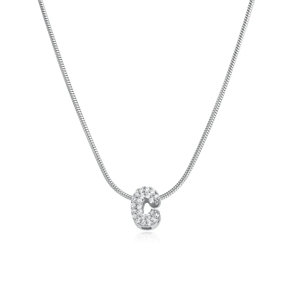 Fashion Tiny CZ Zircon Initial Alphabet Pendant Neckalce