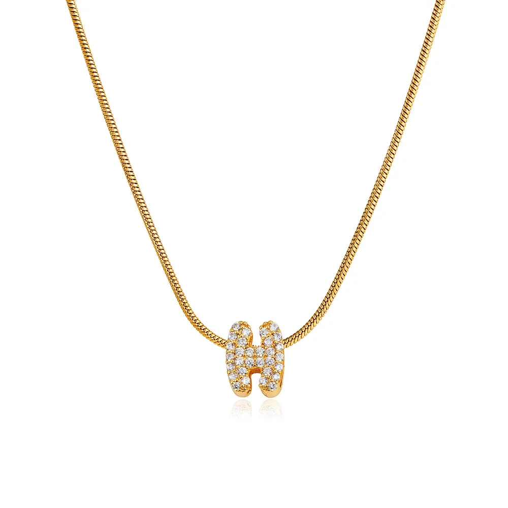 Fashion Tiny CZ Zircon Initial Alphabet Pendant Neckalce