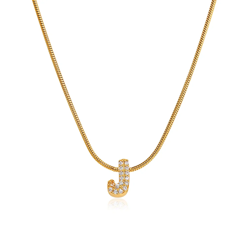 Fashion Tiny CZ Zircon Initial Alphabet Pendant Neckalce