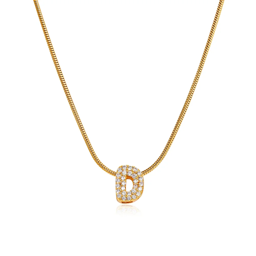Fashion Tiny CZ Zircon Initial Alphabet Pendant Neckalce