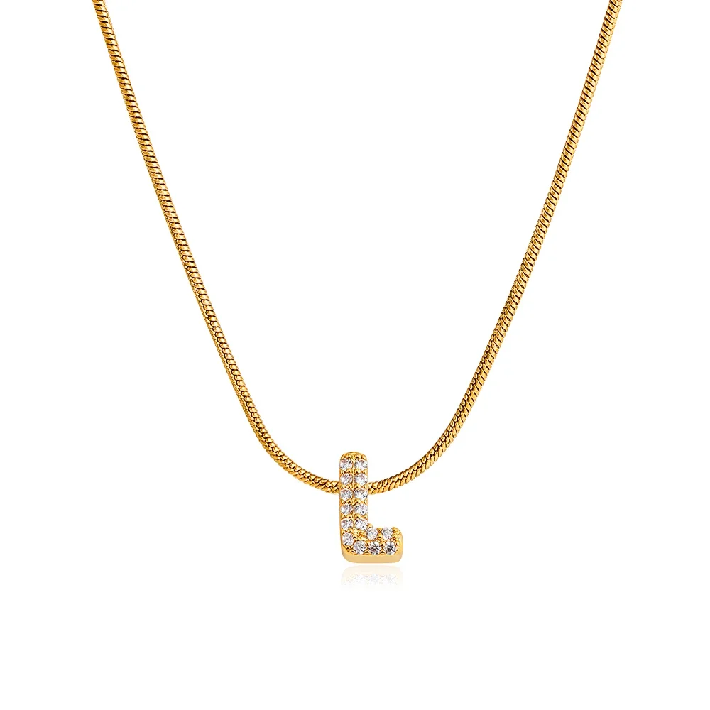 Fashion Tiny CZ Zircon Initial Alphabet Pendant Neckalce