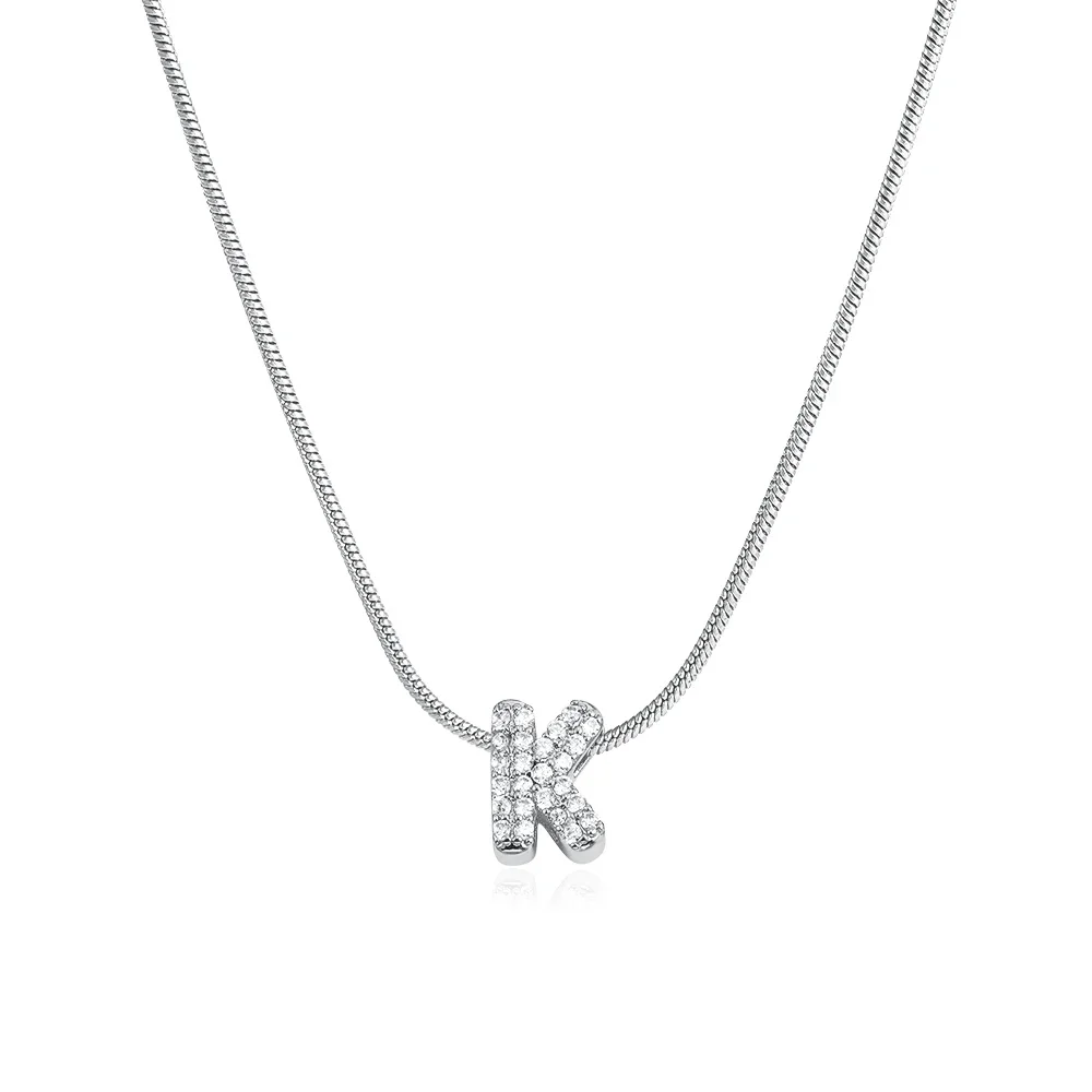 Fashion Tiny CZ Zircon Initial Alphabet Pendant Neckalce