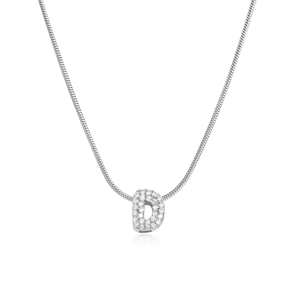 Fashion Tiny CZ Zircon Initial Alphabet Pendant Neckalce