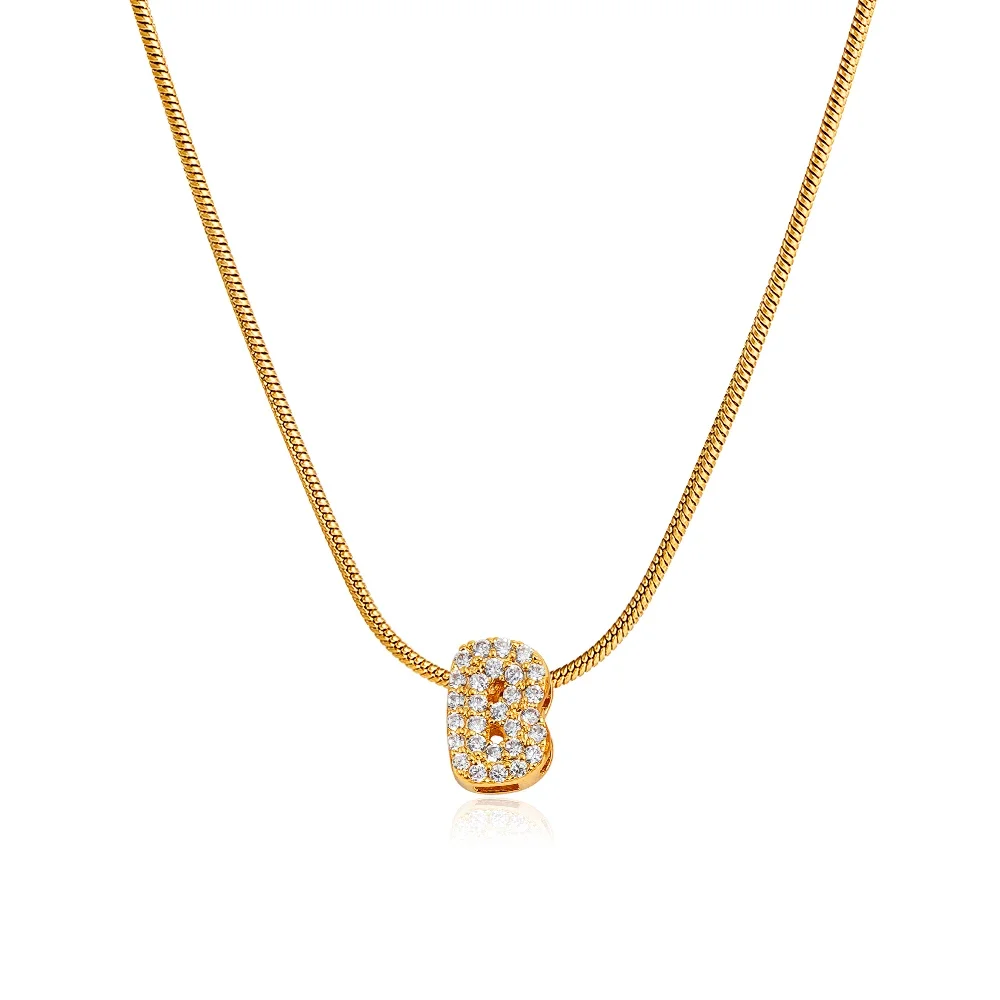 Fashion Tiny CZ Zircon Initial Alphabet Pendant Neckalce