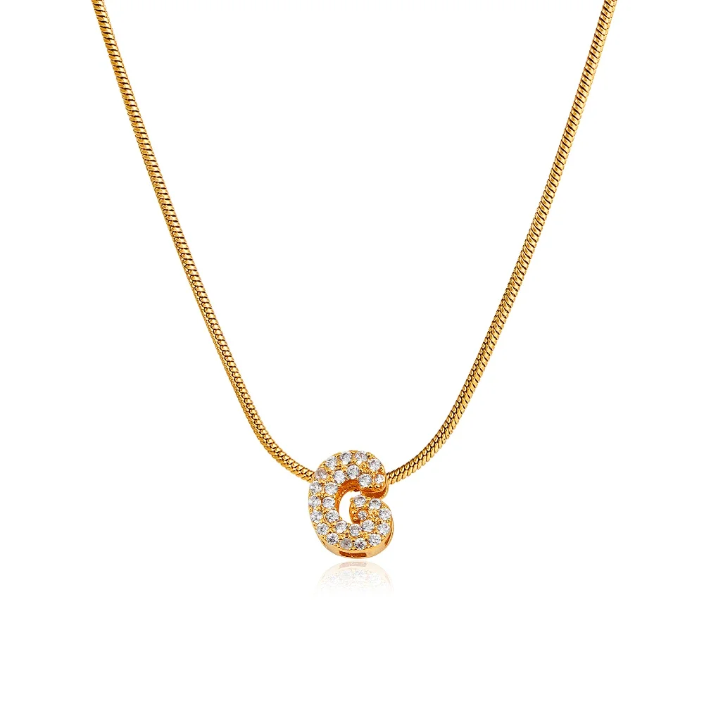 Fashion Tiny CZ Zircon Initial Alphabet Pendant Neckalce