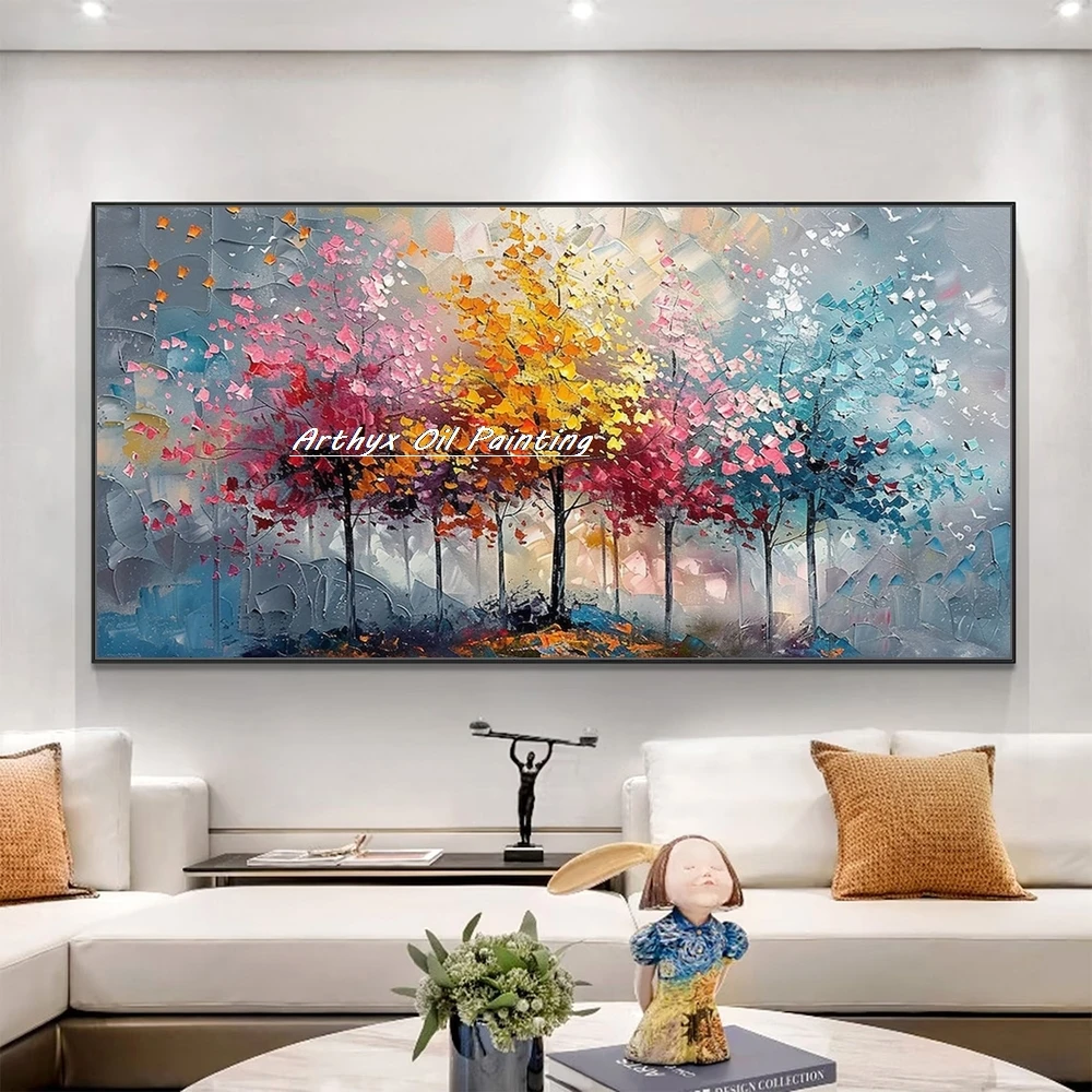 Arthyx Large Handpainted Knife Tree Oil Painting on CanvasHome Decor Arthyx Large Handpainted Knife Tree Oil Painting on CanvasHome Decor