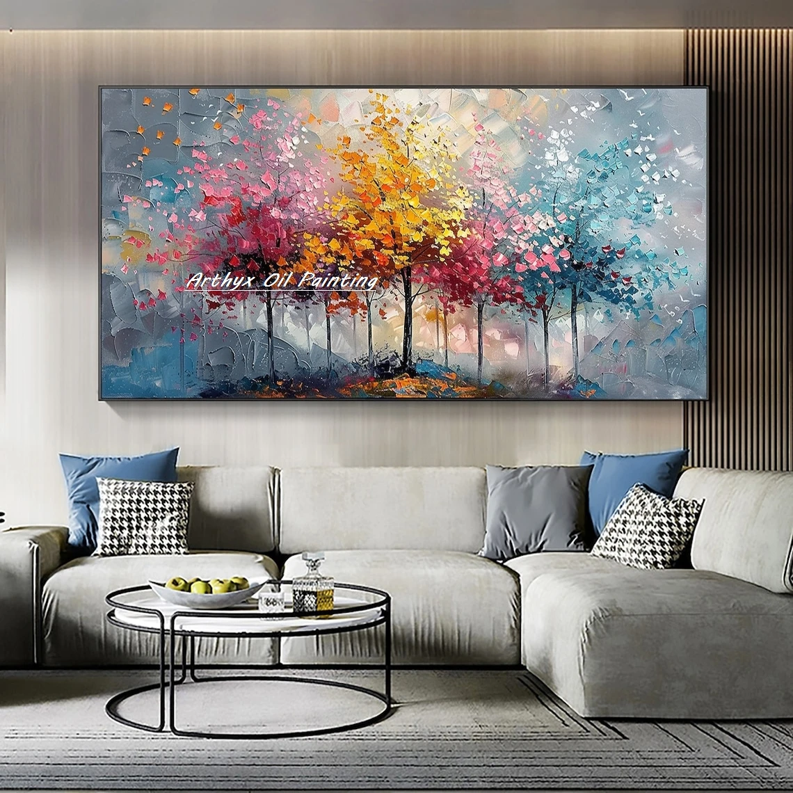 Arthyx Large Handpainted Knife Tree Oil Painting on CanvasHome Decor Arthyx Large Handpainted Knife Tree Oil Painting on CanvasHome Decor