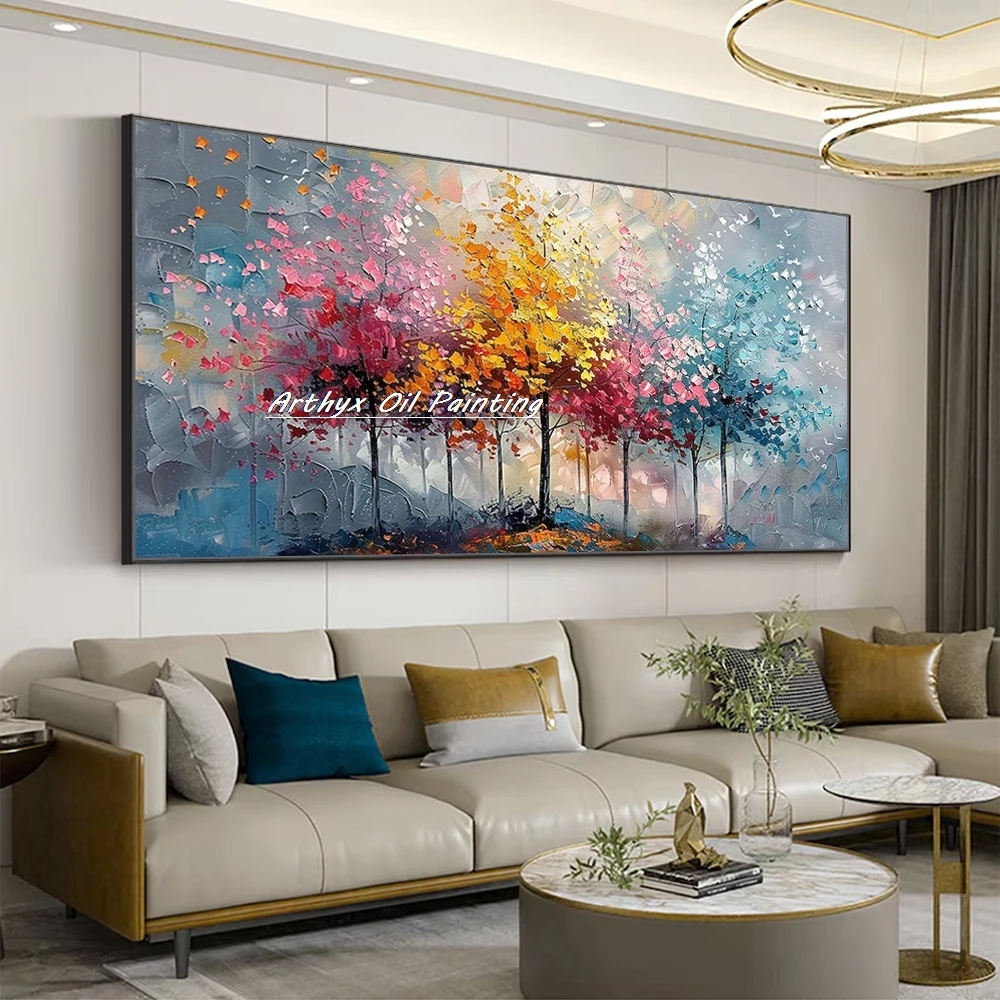 Arthyx Large Handpainted Knife Tree Oil Painting on CanvasHome Decor Arthyx Large Handpainted Knife Tree Oil Painting on CanvasHome Decor