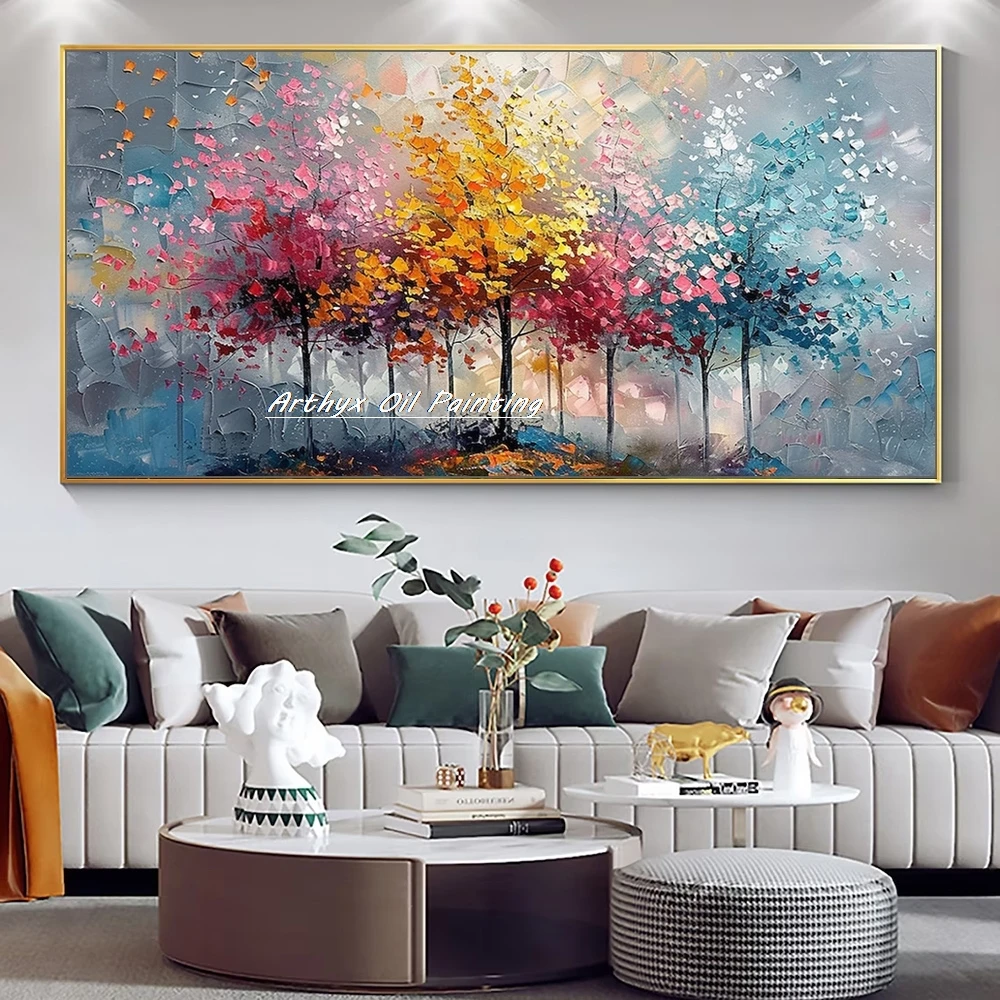 Arthyx Large Handpainted Knife Tree Oil Painting on CanvasHome Decor Arthyx Large Handpainted Knife Tree Oil Painting on CanvasHome Decor