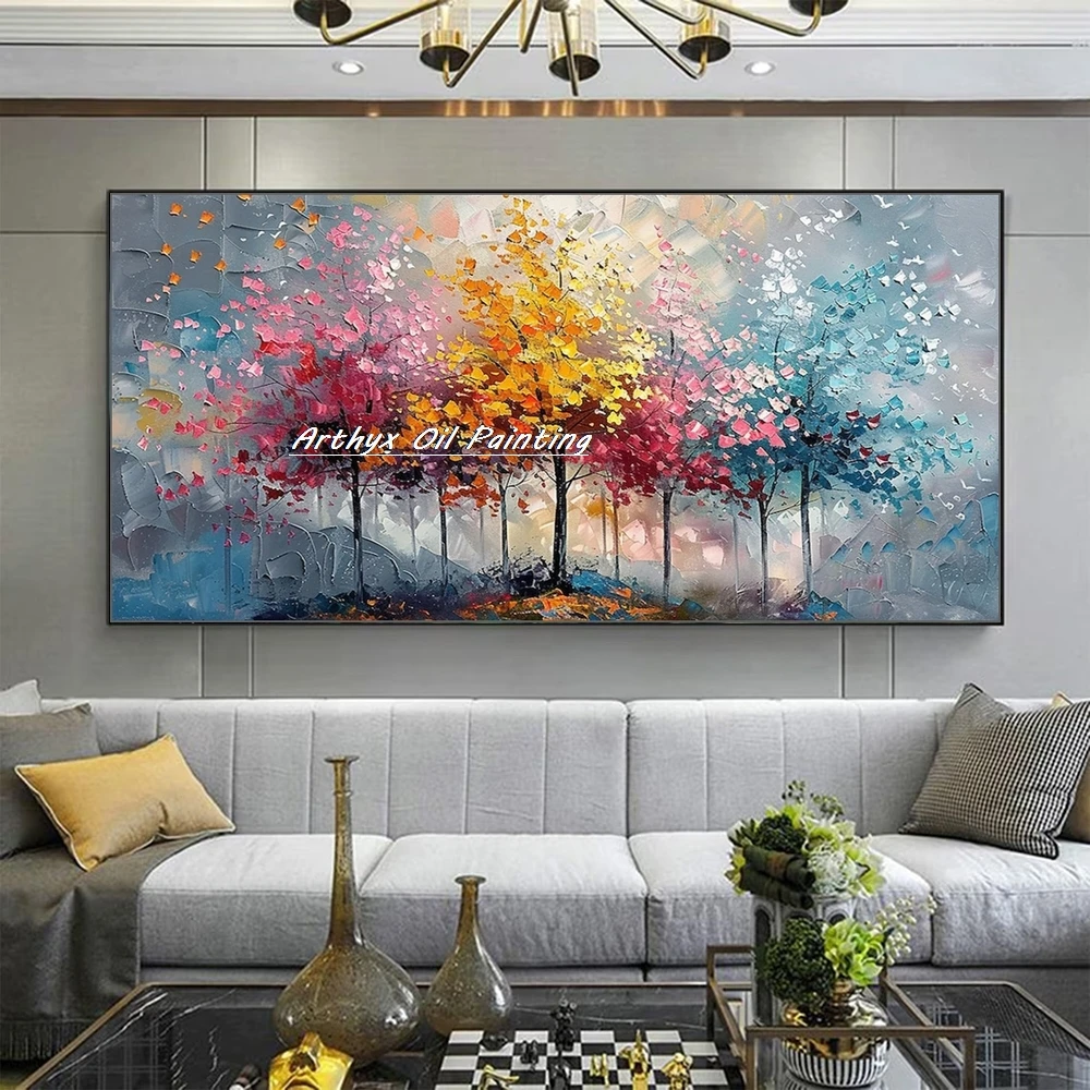 Arthyx Large Handpainted Knife Tree Oil Painting on CanvasHome Decor Arthyx Large Handpainted Knife Tree Oil Painting on CanvasHome Decor