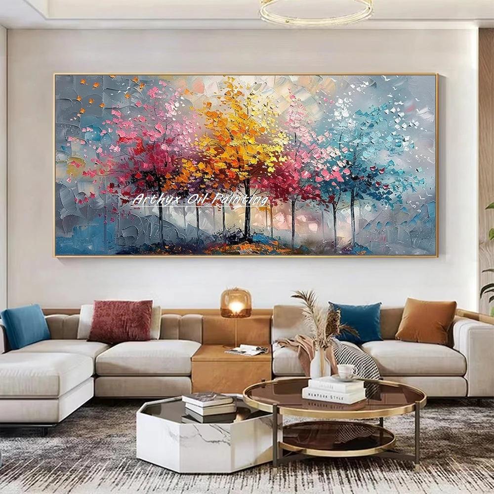Arthyx Large Handpainted Knife Tree Oil Painting on CanvasHome Decor Arthyx Large Handpainted Knife Tree Oil Painting on CanvasHome Decor