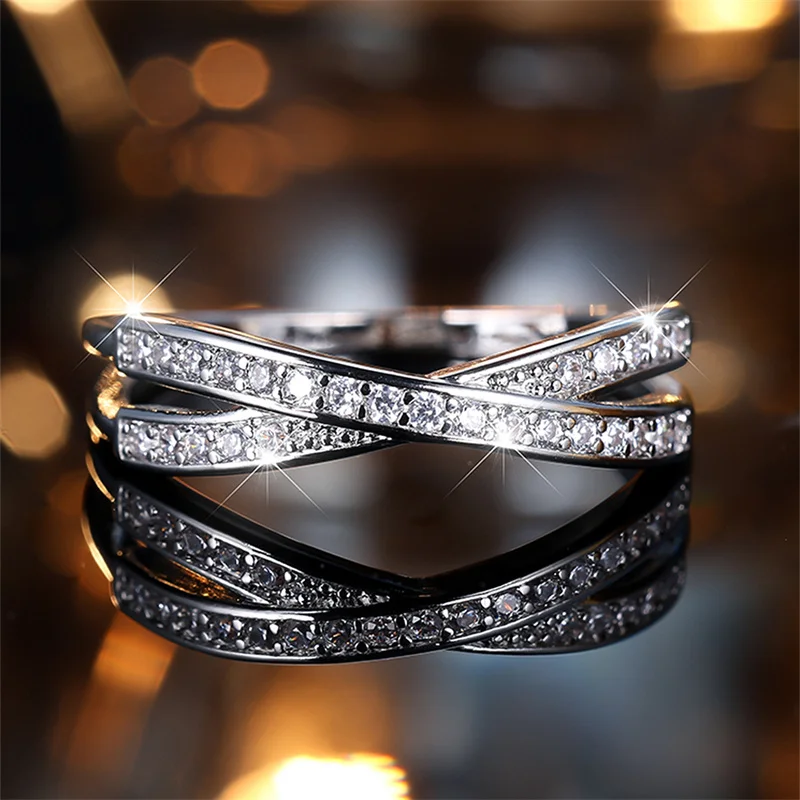 Minimalist Stacking Crossed Wedding Zircon Rings For Women Minimalist Stacking Crossed Wedding Zircon Rings For Women