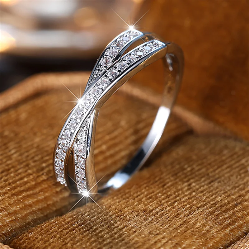 Minimalist Stacking Crossed Wedding Zircon Rings For Women Minimalist Stacking Crossed Wedding Zircon Rings For Women