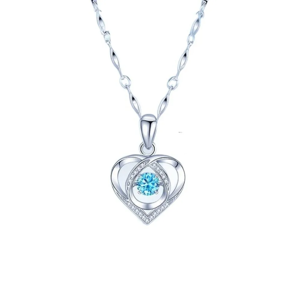 Sterling Silver Heart Shaped Necklace Bracelet Set for Women