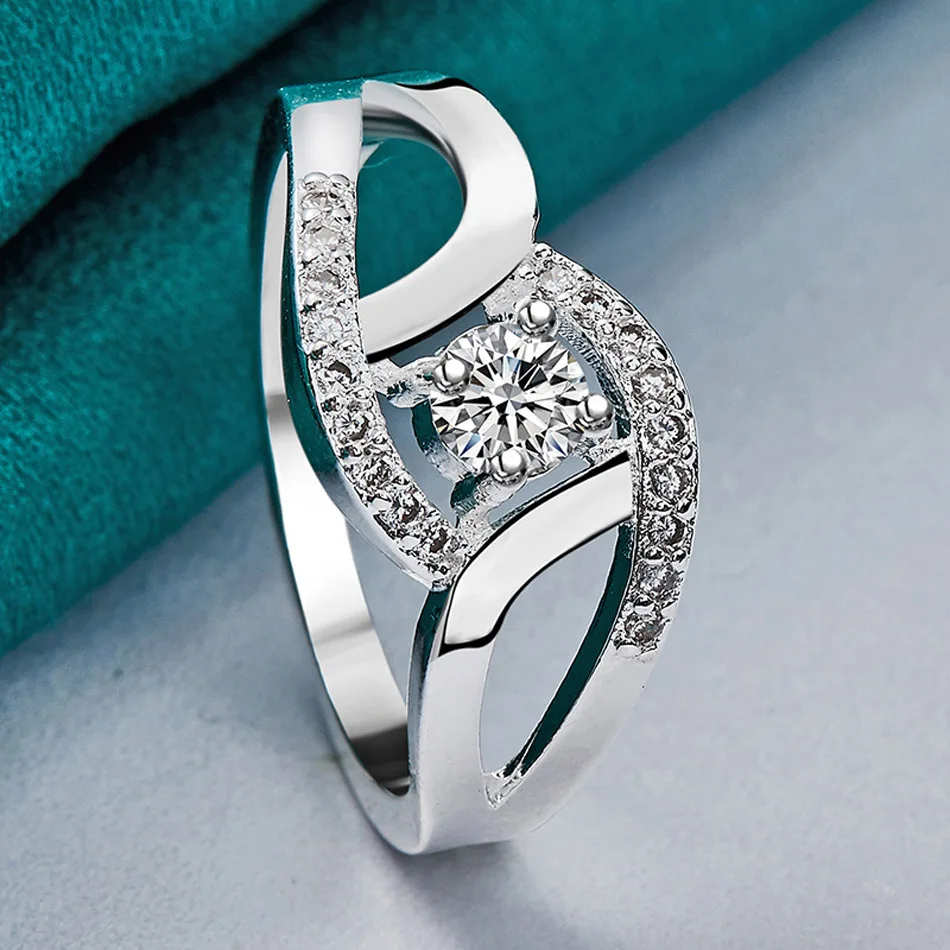 URMYLADY Sterling Silver Angel Heart Zircon Ring For Women