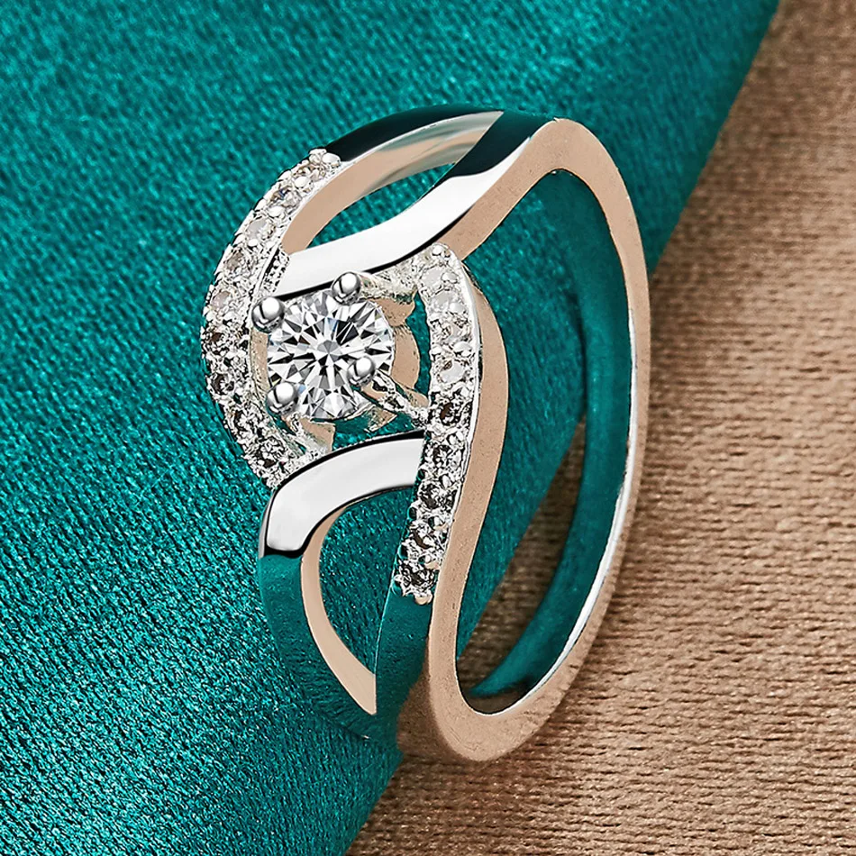 URMYLADY Sterling Silver Angel Heart Zircon Ring For Women