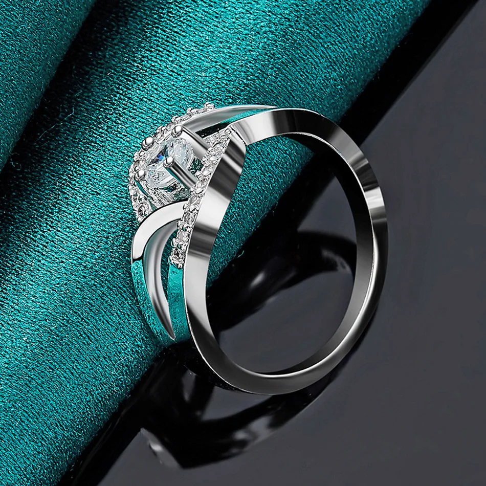 URMYLADY Sterling Silver Angel Heart Zircon Ring For Women