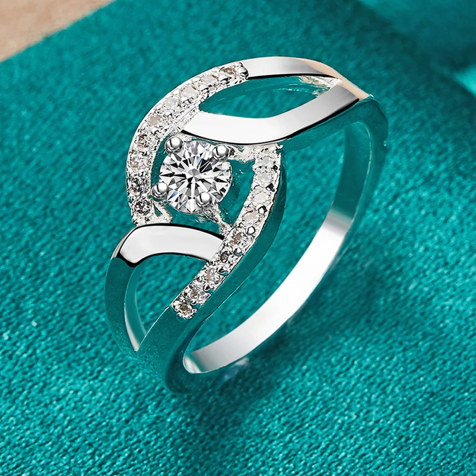 URMYLADY Sterling Silver Angel Heart Zircon Ring For Women