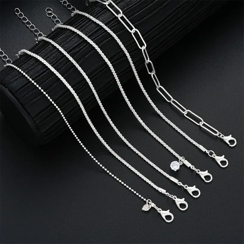 6Pcs Sterling Silver Rhinestone Bracelets for Women