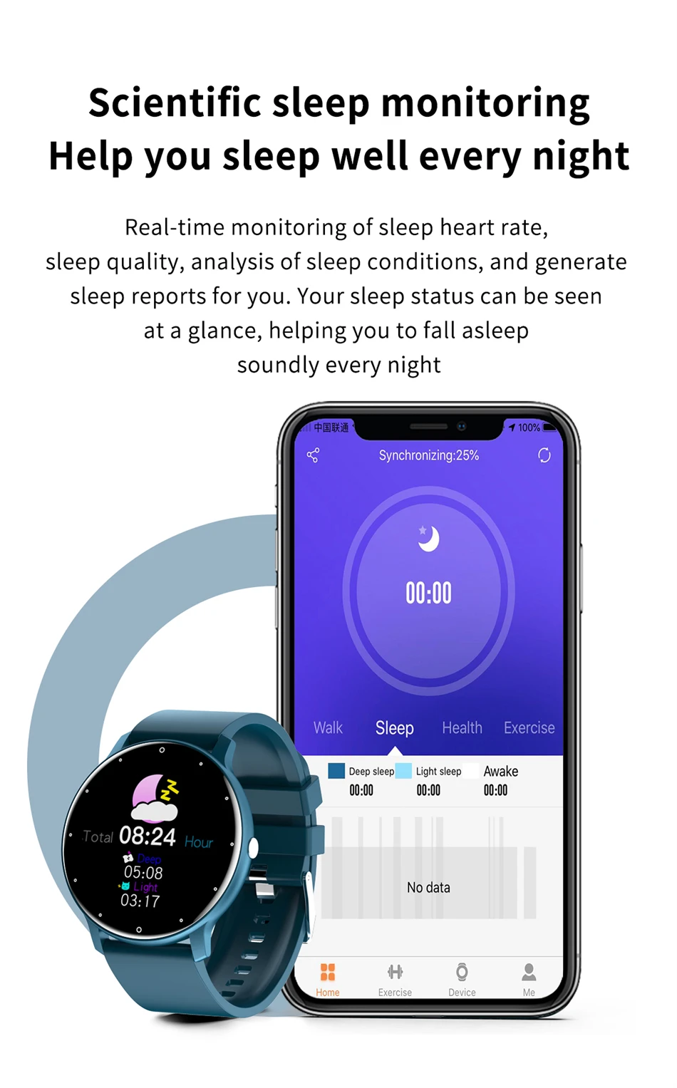 LIGE Full Touch Screen Bluetooth Waterproof Smart Watch