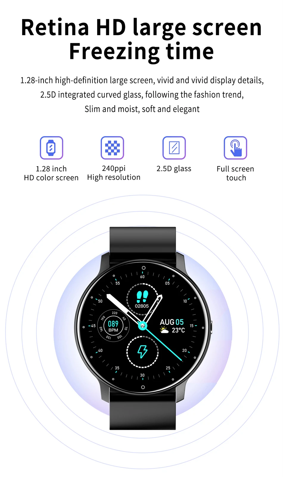 LIGE Full Touch Screen Bluetooth Waterproof Smart Watch