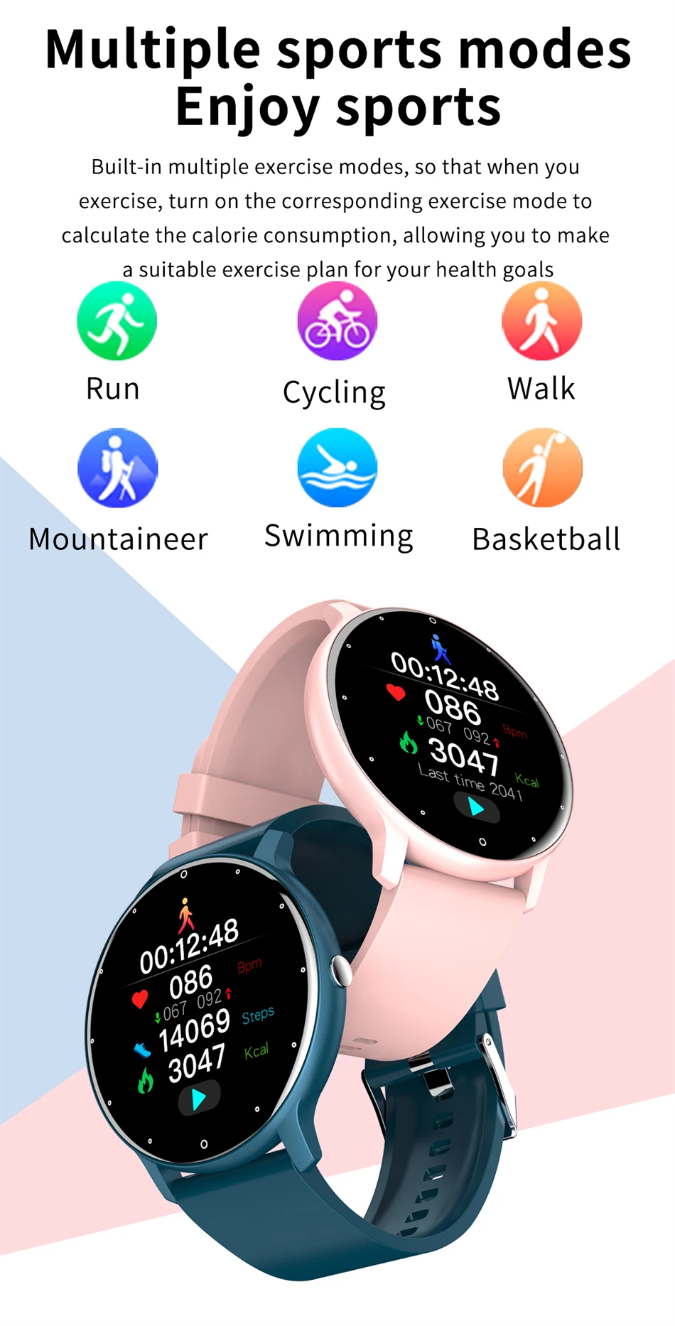 LIGE Full Touch Screen Bluetooth Waterproof Smart Watch